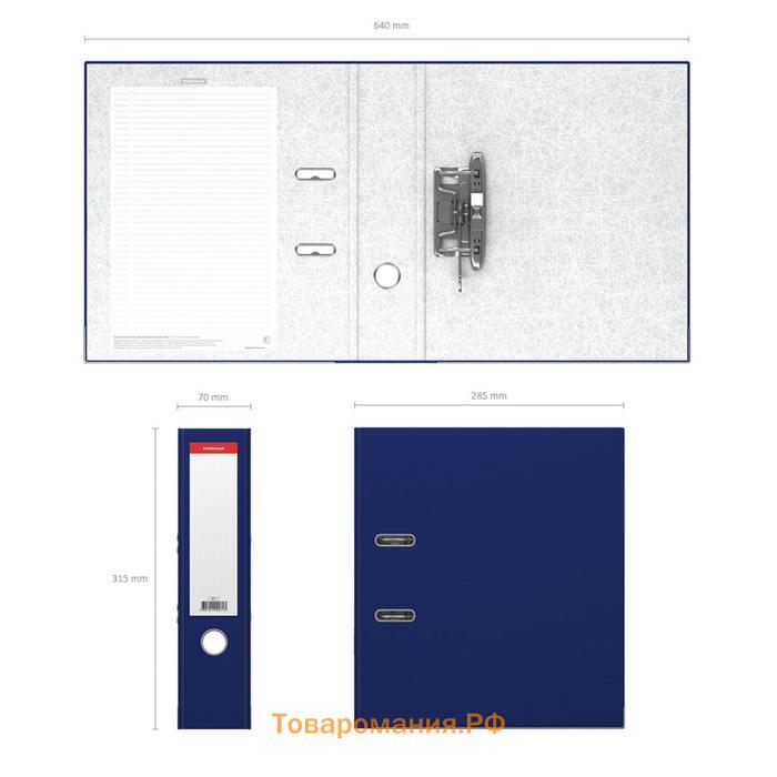 Папка-регистратор А4, 70 мм, ErichKrause, Standard, бумвинил, с этикеткой на корешке, нижний металлический кант, синяя