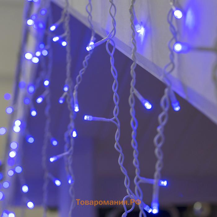 Гирлянда «Бахрома» 3 × 0.6 м, IP44, УМС, белая нить, 160 LED, свечение синее, 220 В