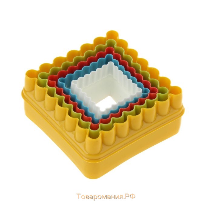 Набор форм для печенья «Квадрат», 5 предметов, 8×8×3,5 см, цвет МИКС