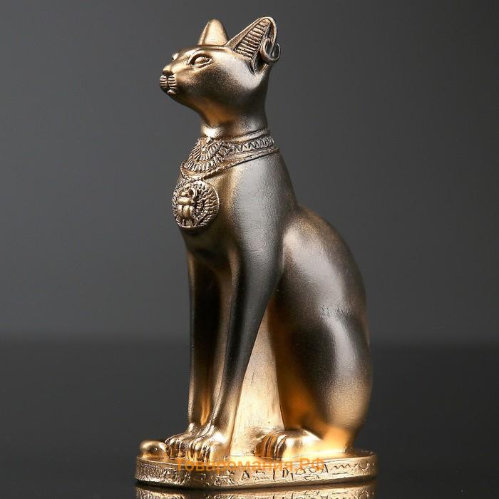 Фигурка гипс «Кошка египетская», бронза, 7×14×5 см