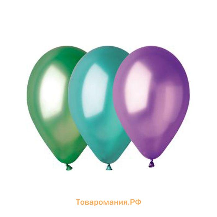 Шар воздушный латексный 9", металлик, набор 100 шт., МИКС