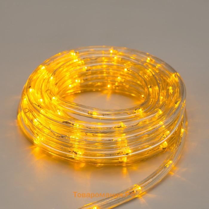 Гирлянда светодиодная, световой шнур Lighting, 10 мм, IP65, 20 м, 24 LED/м, 220 В, 8 режимов, свечение жёлтое
