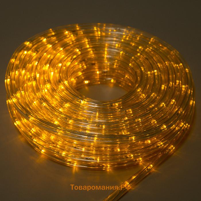 Гирлянда светодиодная, световой шнур Lighting, 10 мм, IP65, 20 м, 24 LED/м, 220 В, 8 режимов, свечение жёлтое
