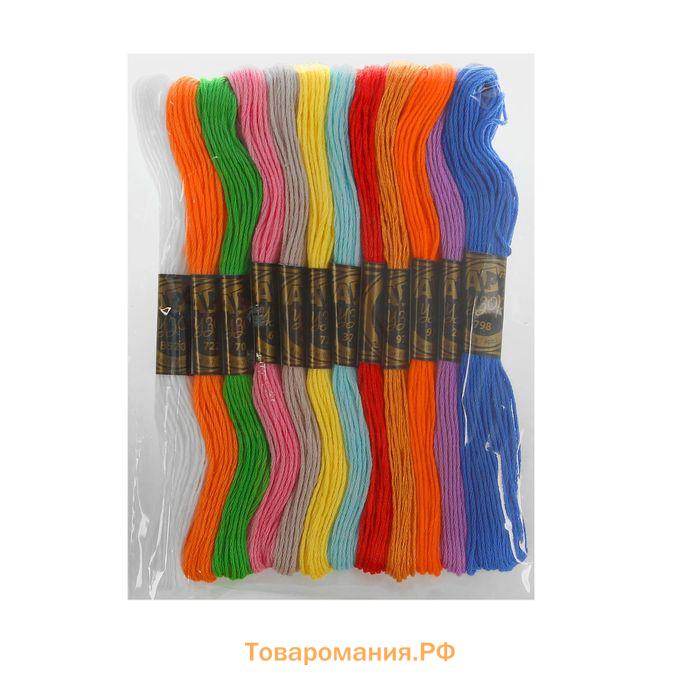 Набор ниток мулине №1, 8±1 м, 12 шт., разноцветный