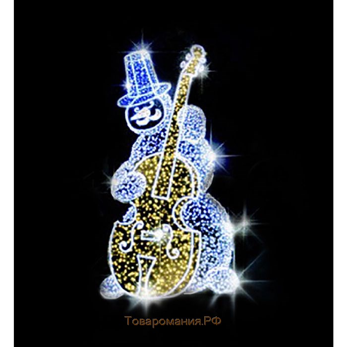 Светодиодная фигура «Снеговик-музыкант», 110 × 150 × 80 см, 100 Вт, 220 В