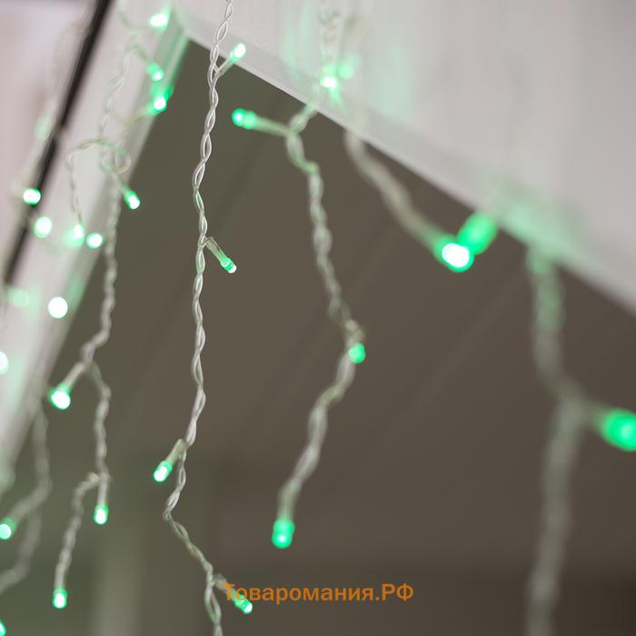 Гирлянда «Бахрома» 3 × 0.6 м, IP44, УМС, прозрачная нить, 160 LED, свечение зелёное, 220 В