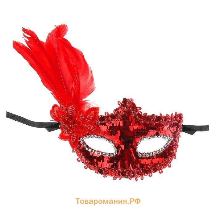 Карнавальная маска «Леди», с пером, МИКС