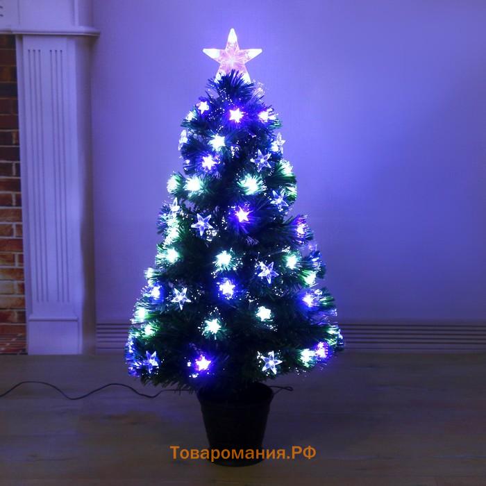Искусственная ёлка с гирляндой Led настольная «Зимнее волшебство. Галактика», 90 см, d нижнего яруса 50 см, 80 ПВХ веток отгибаются