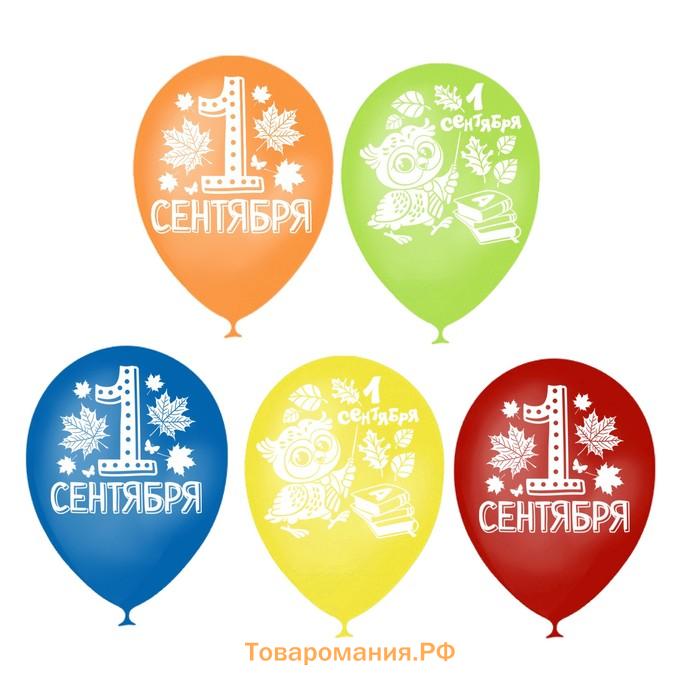 Воздушные шары латексные 12" «С 1 сентября», МИКС, 5 шт.