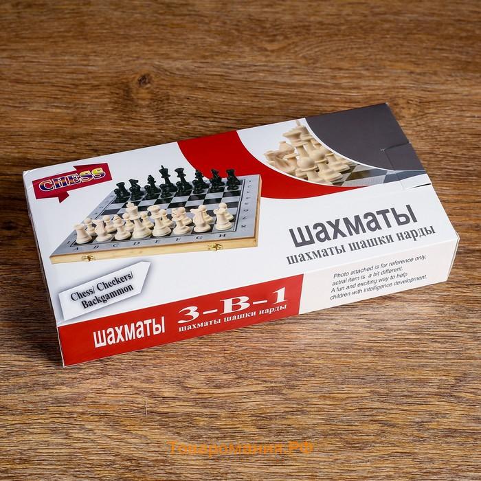 Шахматы нарды шашки «Шелест», 3 в 1, классические, 24×24 см