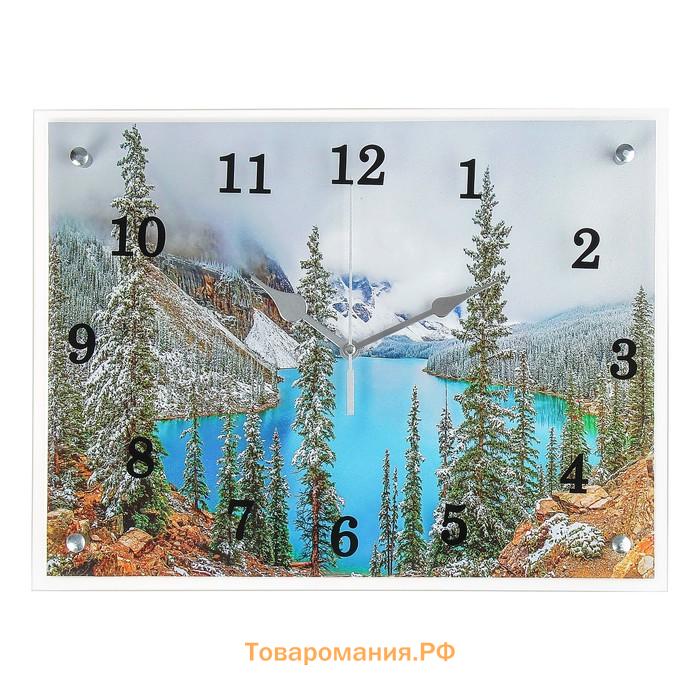 Часы=картина настенные, интерьерные «Горное озеро», бесшумные, 30×40 см
