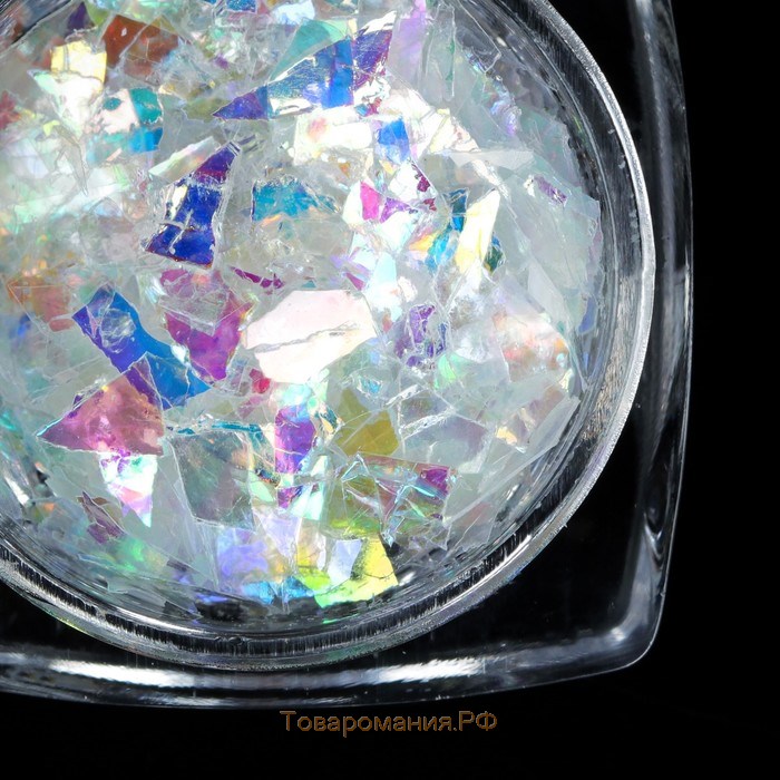 Радужные хлопья для декора "Битое стекло", цвет прозрачная голография