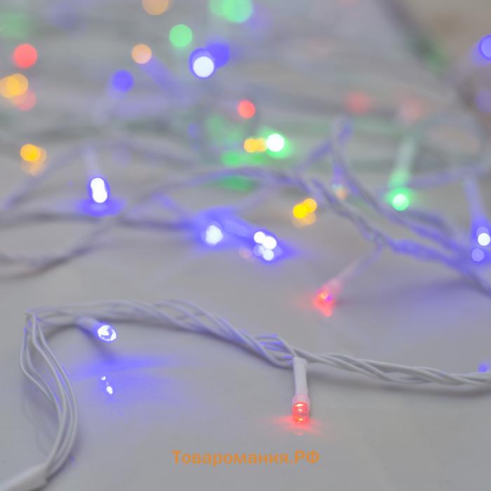 Гирлянда «Нить» 10 м, IP20, белая нить, 100 LED, 8 режимов, 220 В, свечение мульти