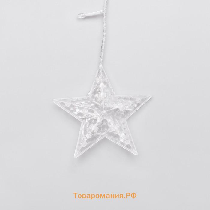 Гирлянда «Бахрома-арка» 2.5 × 1.2 м с насадками «Звёзды», IP20, прозрачная нить, 136 LED, свечение мульти, 8 режимов, 220 В