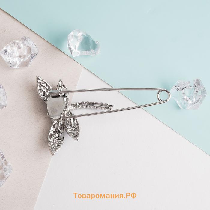 Булавка «Стрекоза» 7.5 см, синяя в серебре