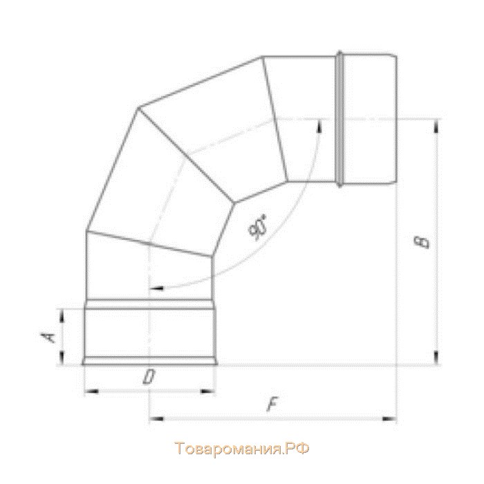 Отвод 90°, d 160 мм, нержавейка 1.0 мм