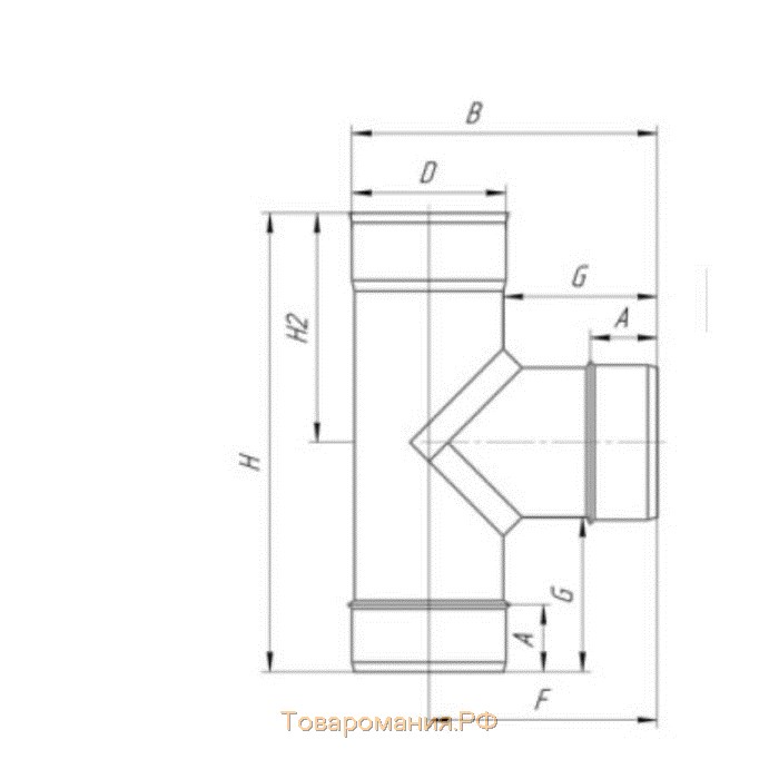 Тройник 90°, d 150 мм, нержавейка 0.5 мм