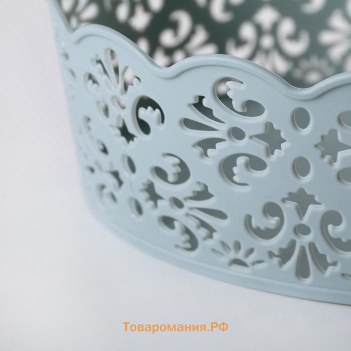 Корзина для хранения  «Кружевной узор», пластик, 21.5×15.5×6 см, МИКС