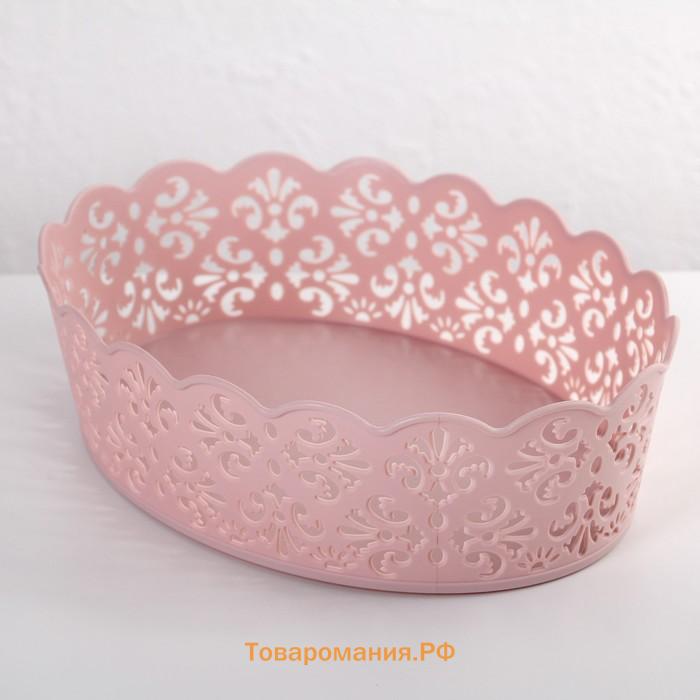 Корзина для хранения  «Кружевной узор», пластик, 21.5×15.5×6 см, МИКС
