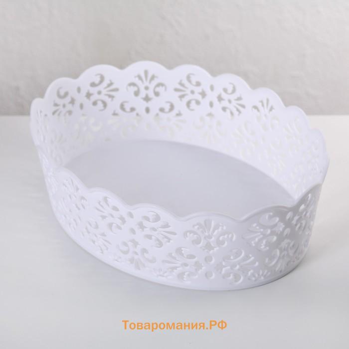 Корзина для хранения  «Кружевной узор», пластик, 21.5×15.5×6 см, МИКС
