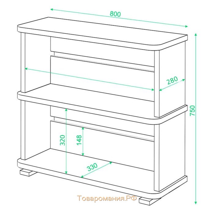 Стеллаж, 800 × 330 × 750 мм, цвет карамель