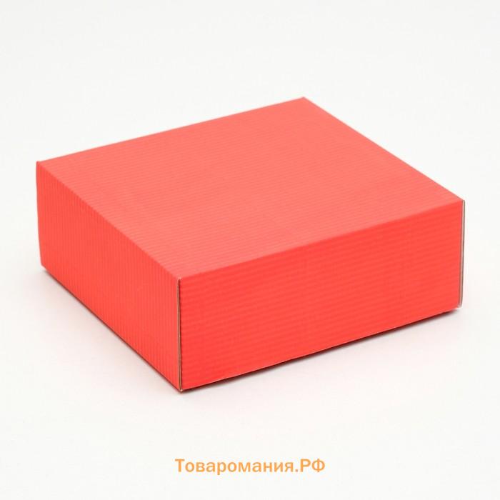 Коробка сборная, крышка - дно, розовый, 14.5×14.5×6 см