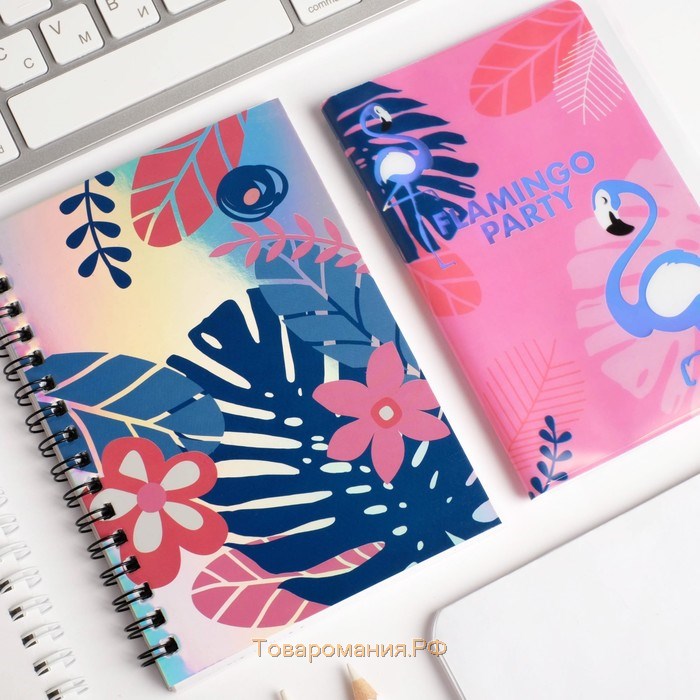 Подарочный набор Flamingo: ежедневник 40л, паспортная обложка