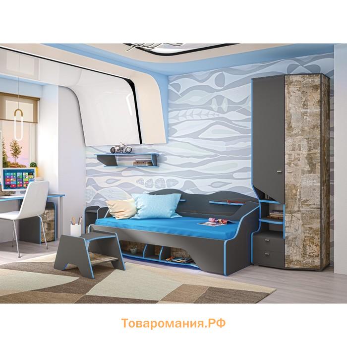 Кровать Индиго 11.03 с ортопед основанием, 2050х1125х831, Темно-серый/Граффити