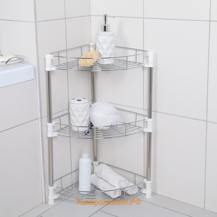 Этажерка настольная угловая 3-х секционная, 38.5×27.5×54.5 см, хром