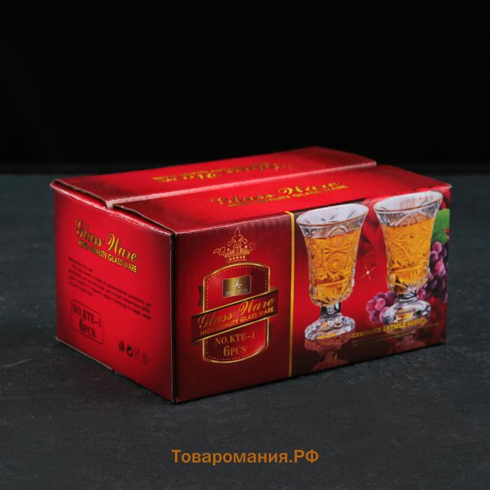 Рюмки «Ледяная звезда», 40 мл, 5.5×7.5 см, набор 6 шт., стекло, прозрачные
