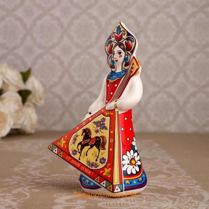 Фигурка керамика «Кукла. Девушка с балалайкой», 12 см