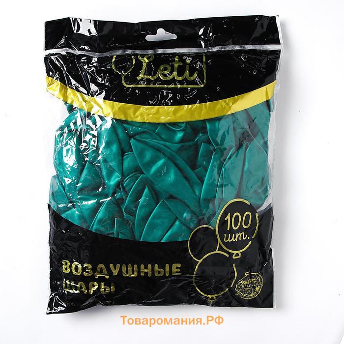 Воздушные шары латексные 12", 100 шт., зелёные, МЕТАЛЛ