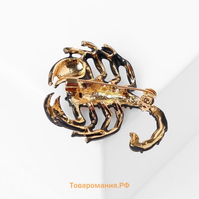Брошь «Скорпион», чёрная в золоте
