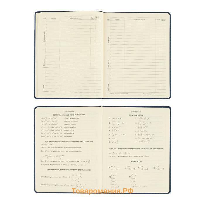 Дневник универсальный для 1-11 классов Dark blue, твёрдая обложка, искусственная кожа, резинка, ляссе, 48 листов