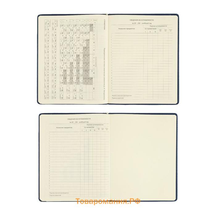 Дневник универсальный для 1-11 классов Dark blue, твёрдая обложка, искусственная кожа, резинка, ляссе, 48 листов