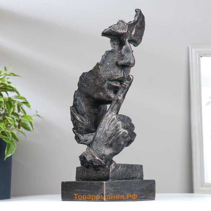 Фигурка полистоун «Мужской лик: тишина», чернённая медь, 34×12×11 см