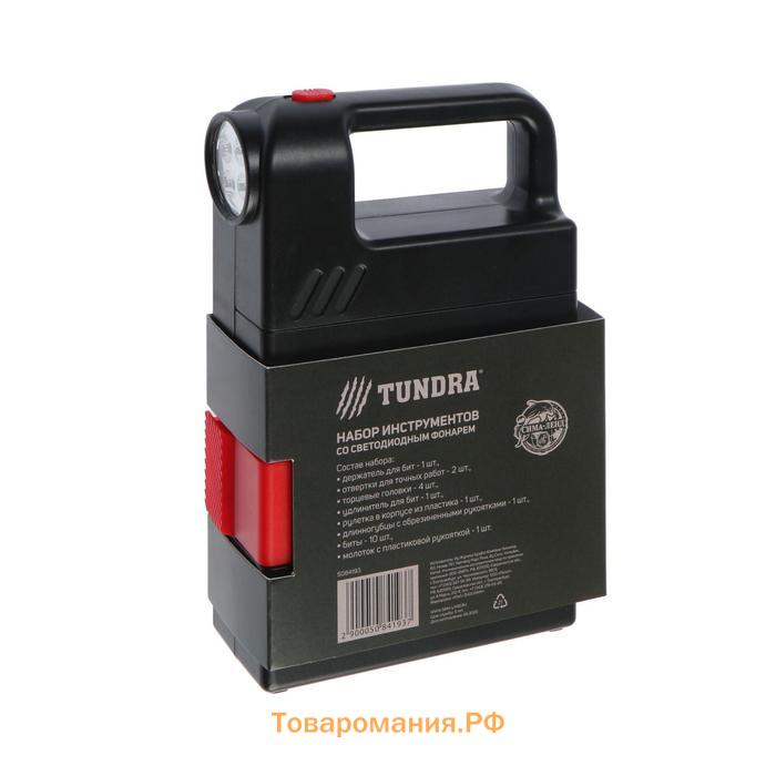 Набор инструментов ТУНДРА, подарочный пластиковый кейс «Фонарь», 21 предмет