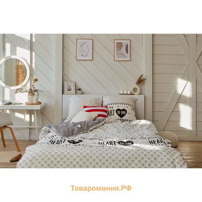 Постельное белье "" 1.5 сп My heart 143*215 см, 150*214 см, 70*70 см -2 шт, бязь