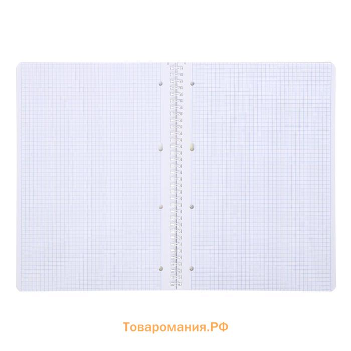 Тетрадь А4, 96 листов в клетку на гребне «Тропические листья», обложка мелованный картон, блок офсет, МИКС