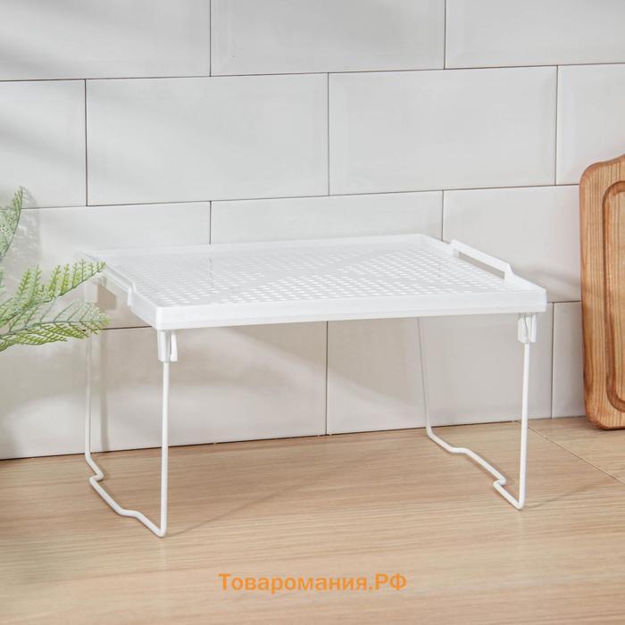 Подставка на металлических ножках «Лофт», 29.5×26×17.2 см, белая