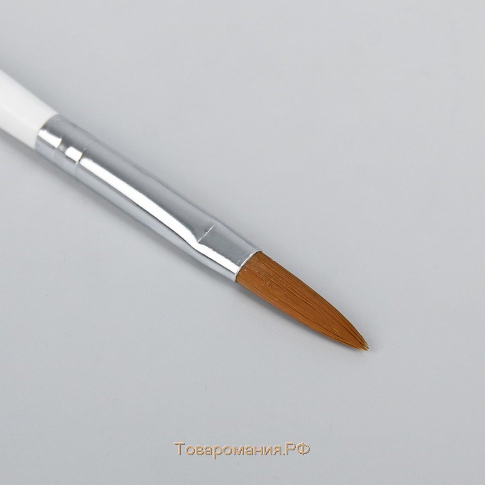 Кисть для наращивания и дизайна ногтей, лепесток, 19,5 см, d - 5 × 18 мм, в пластиковом футляре, цвет белый