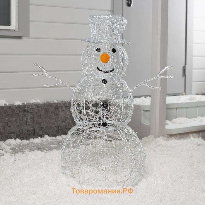 Светодиодная фигура «Снеговик» 65 × 90 × 50 см, металл, 31 В, свечение белое