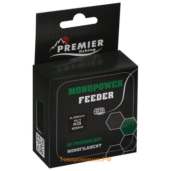 Леска Preмier fishing MONOPOWER Feeder, диаметр 0.35 мм, тест 11.1 кг, 100 м, зелёная