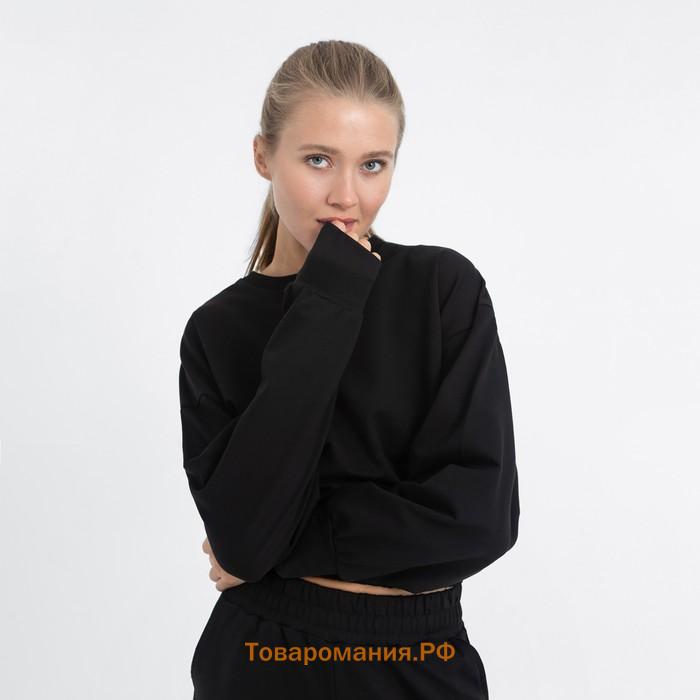 Костюм женский (брюки, свитшот) MINAKU: Casual Collection цвет чёрный, размер 44