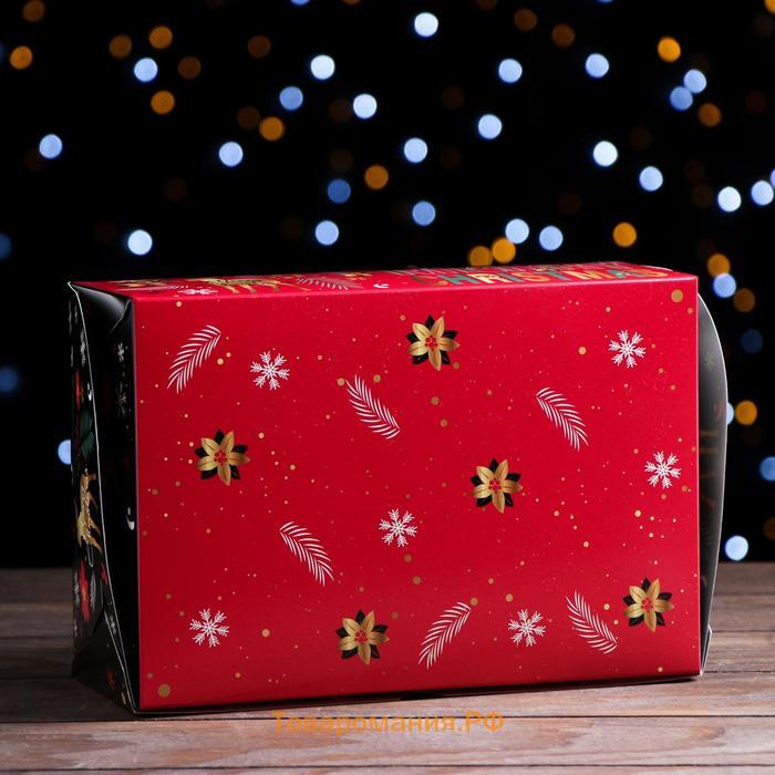 Упаковка на 6 капкейков с окном Merry Christmas, 25×17×10 см