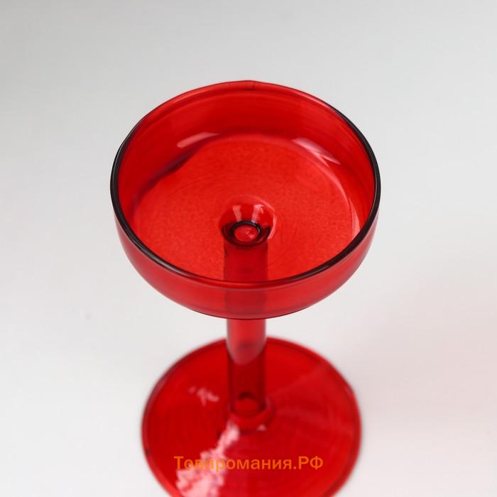 Подсвечник стекло на 1 свечу "Высокая ножка" красный d до 6 см 10,5х6х6 см