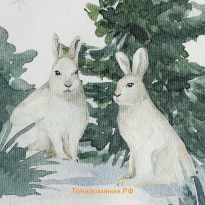 Набор новогодних салфеток "" «Forest animals», 40х40см - 4 шт, хлопок, саржа