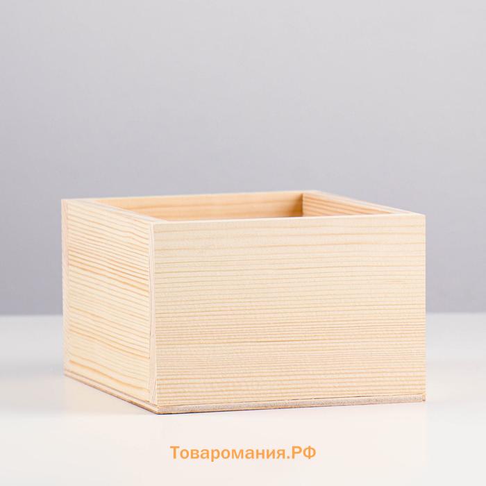 Кашпо деревянное "Котик" 14,5×12,5×8,5 см