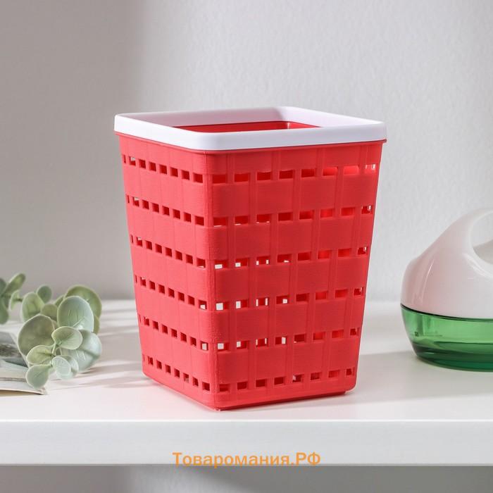 Корзина пластиковая для хранения «Течение», квадратная, 9×11,5 см, цвет серый
