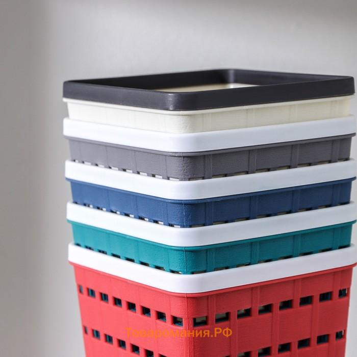 Корзина пластиковая для хранения «Течение», квадратная, 9×11,5 см, цвет серый